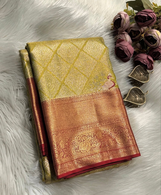 Premium quality semi kanchipuram soft silk