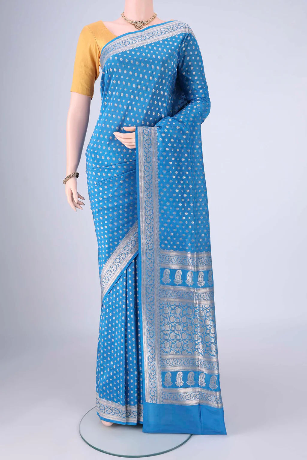 Banarasi Saree – Sky Blue with Silver Zari Weaving