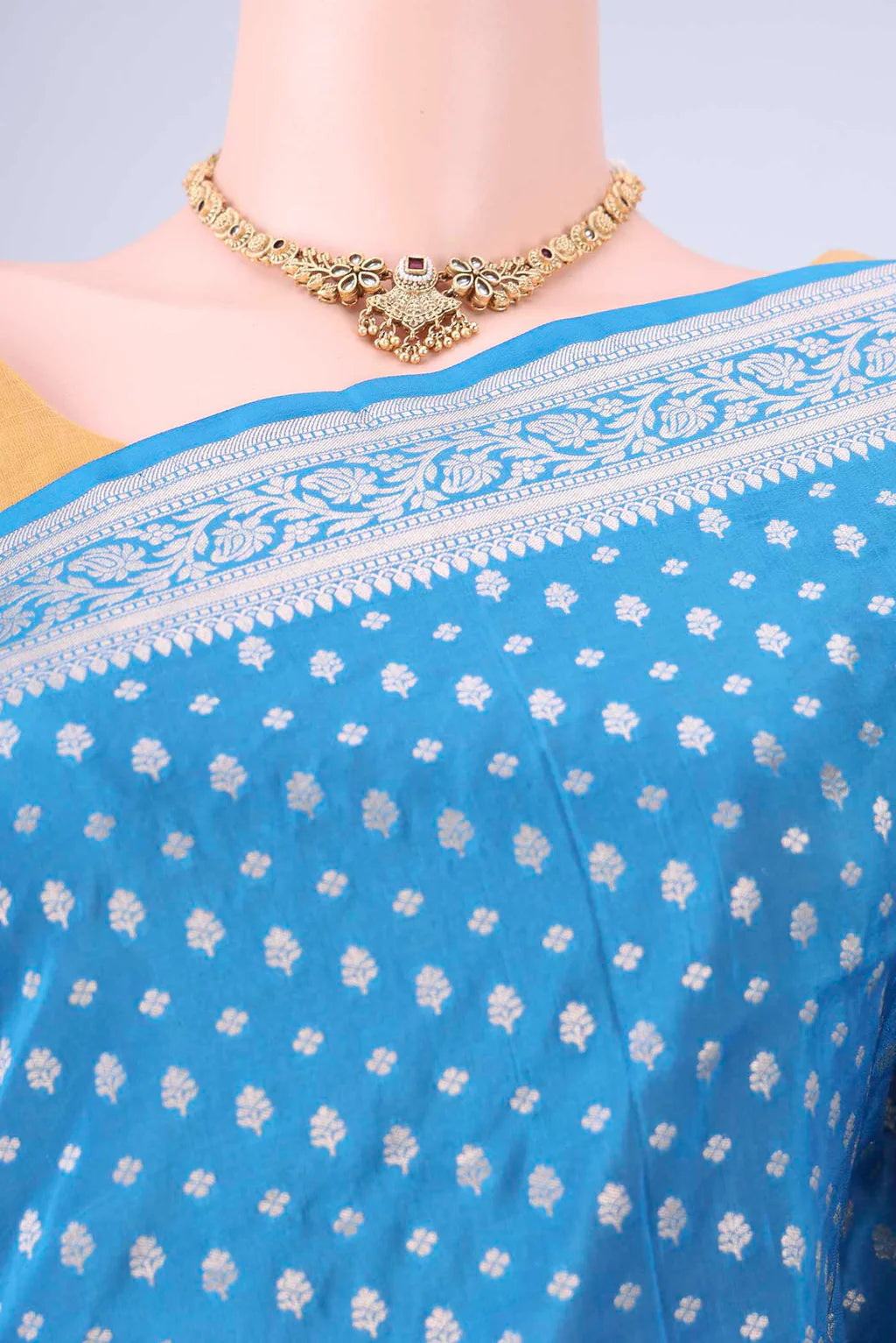 Banarasi Saree – Sky Blue with Silver Zari Weaving