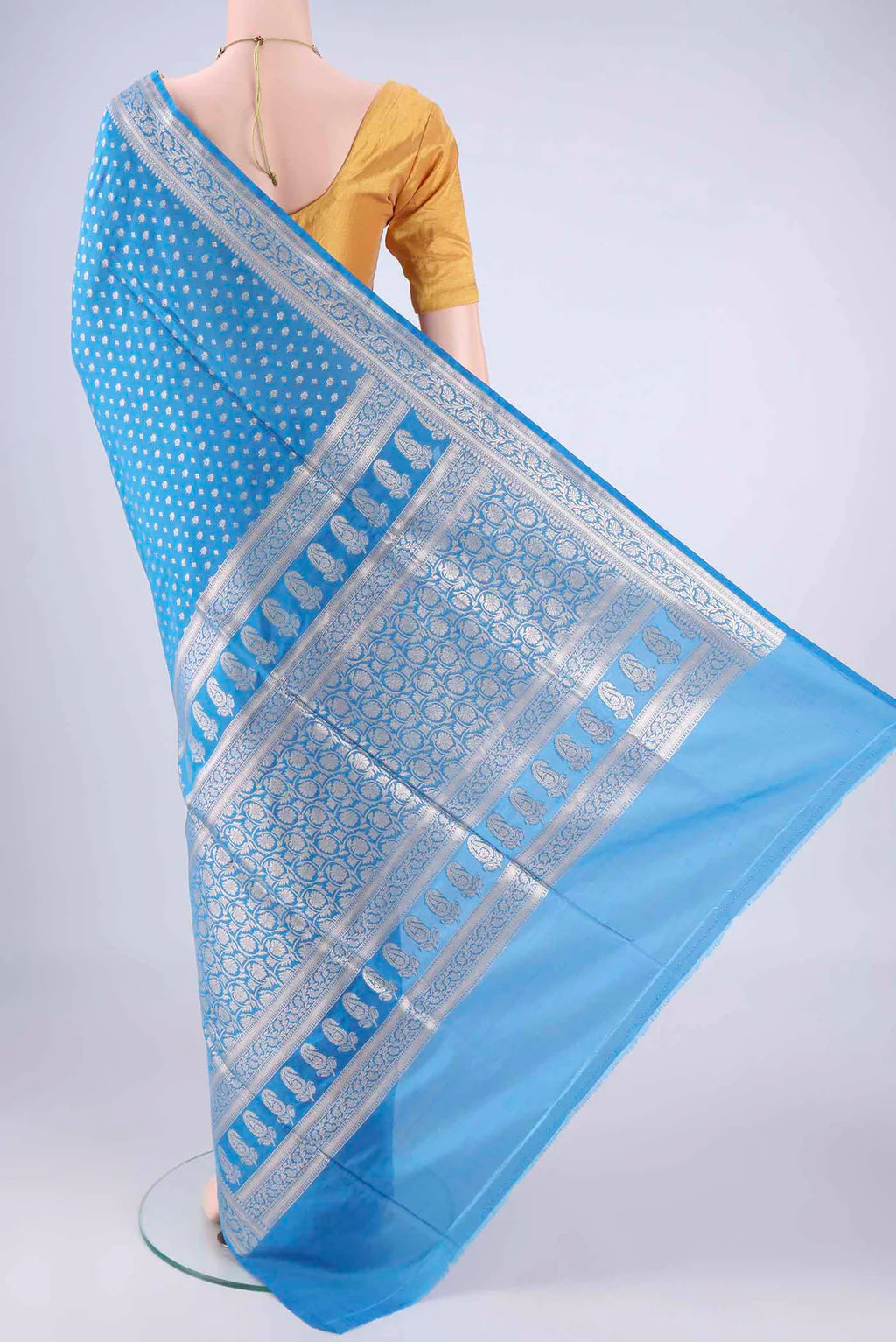 Banarasi Saree – Sky Blue with Silver Zari Weaving